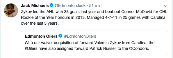 Les destins de Valentin Zykov et de Connor McDavid se RECROISENT....