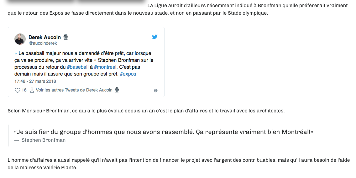Les Expos vont revenir..Pas les Nordiques..