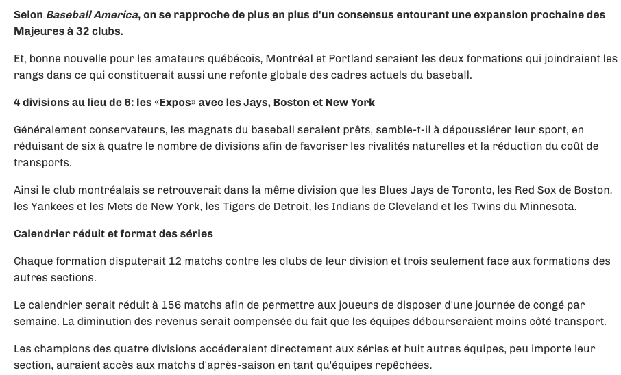 Les EXPOS...À deux doigts de revenir à Montréal..