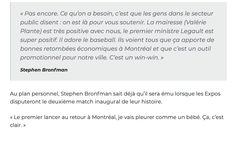 Les Expos...de retour dès l'an prochain?