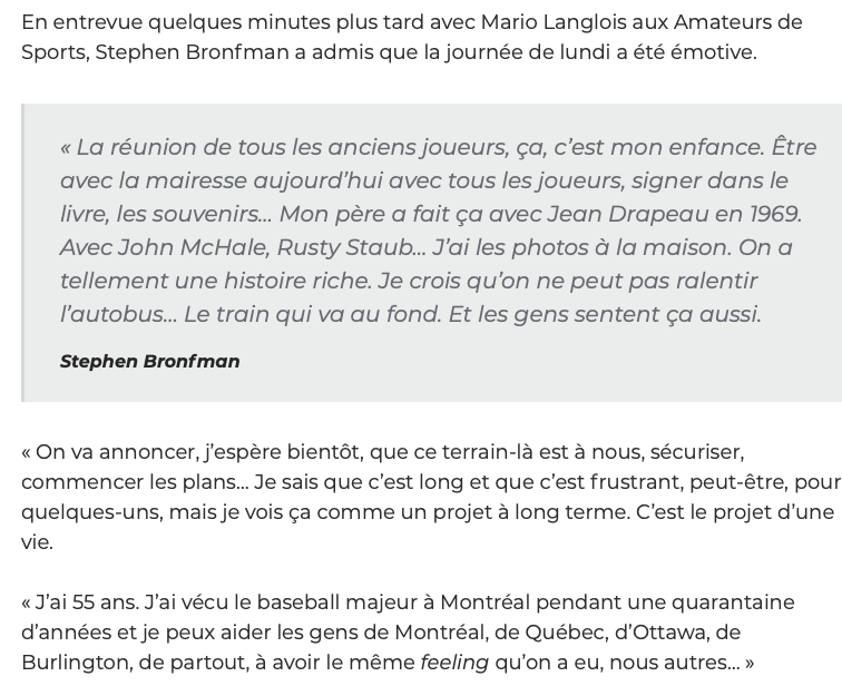 Les Expos...de retour dès l'an prochain?