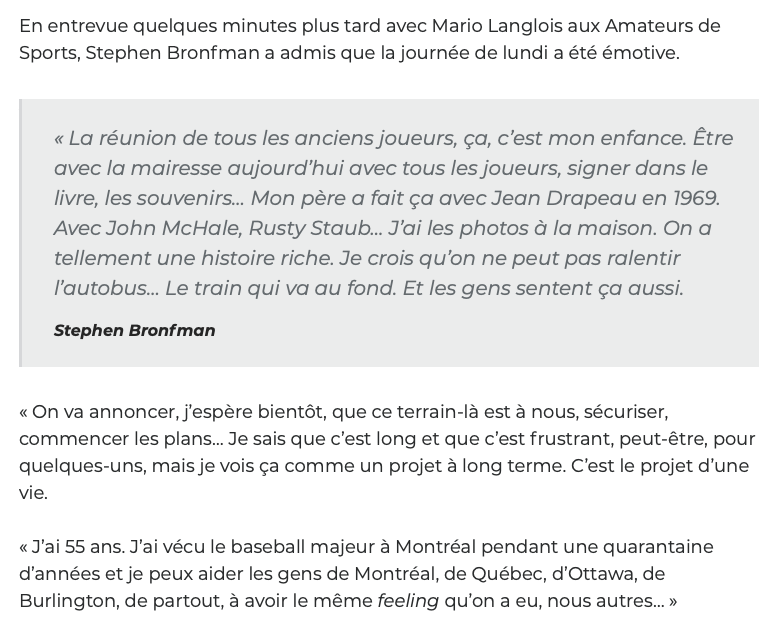 Les Expos...de retour dès l'an prochain?