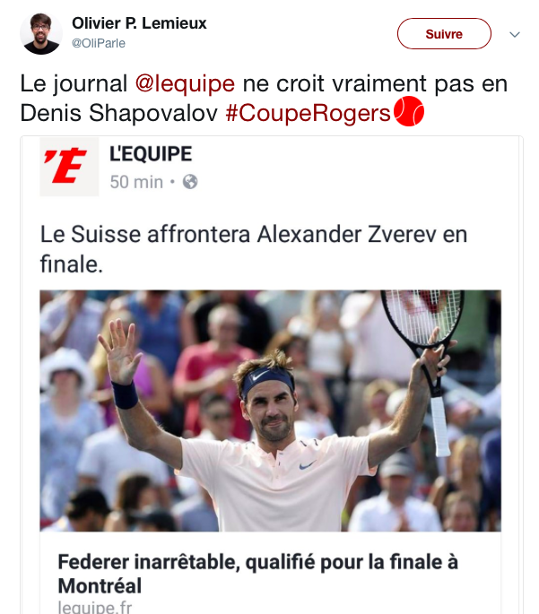  Les Français ne croient pas en Denis Shapovalov...