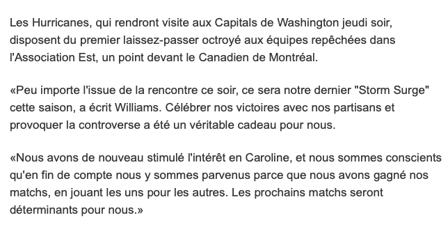 Les Hurricanes n'ont pas de COUILLES...