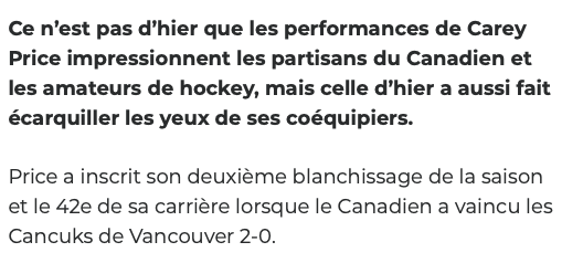 Les joueurs du CH n'en revenaient pas encore...De la performance de Carey Price....