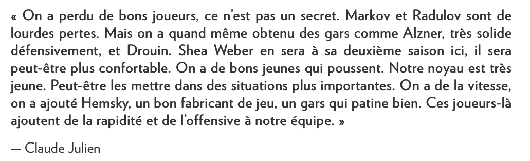  Les joueurs du CH n'ont pas fait de TJ OSHIE...
