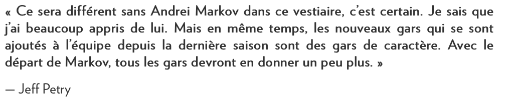  Les joueurs du CH n'ont pas fait de TJ OSHIE...