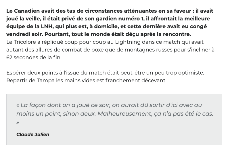 Les journalistes ont tout fait...Pour que Claude Julien VISE Antti Niemi.