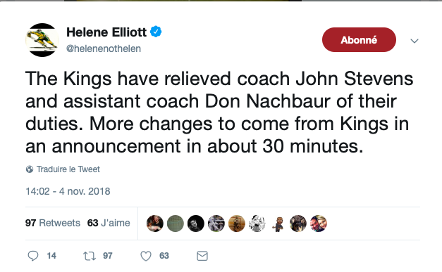 Les Kings CONGÉDIENT John Stevens!!!! AYOYE!!!!!