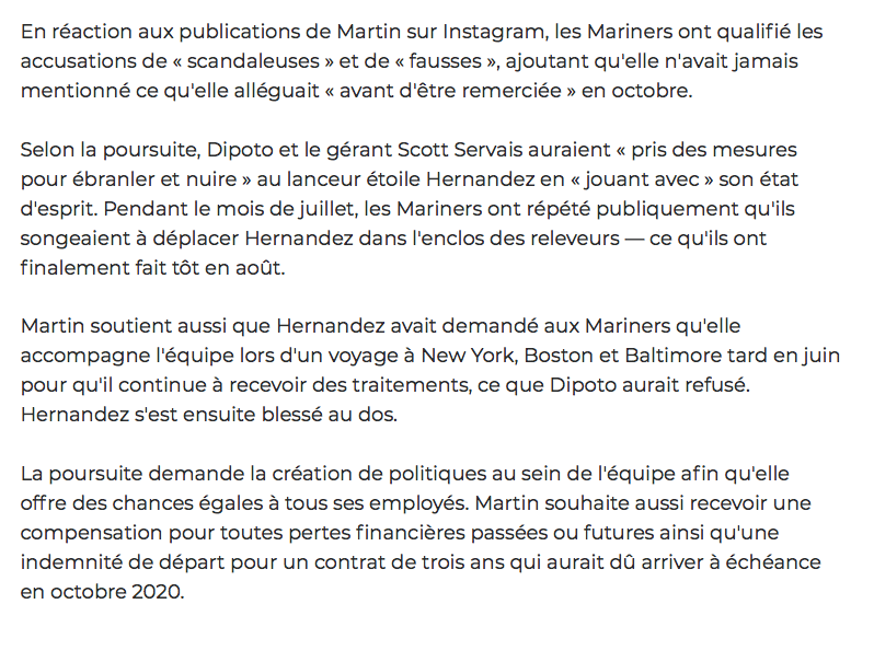 Les Mariners ACCUSÉS D'INTIMIDATION et de DISCRIMINATION....