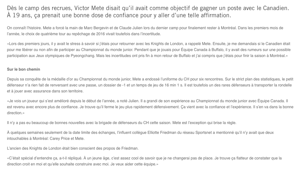 Les médias de Toronto sont PERSUADÉS que Victor Mete auraient pris le chemin de Toronto..