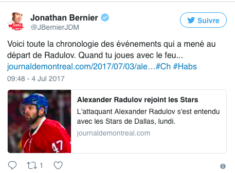 Les médias traditionnels continuent de prendre le bord de Radulov..