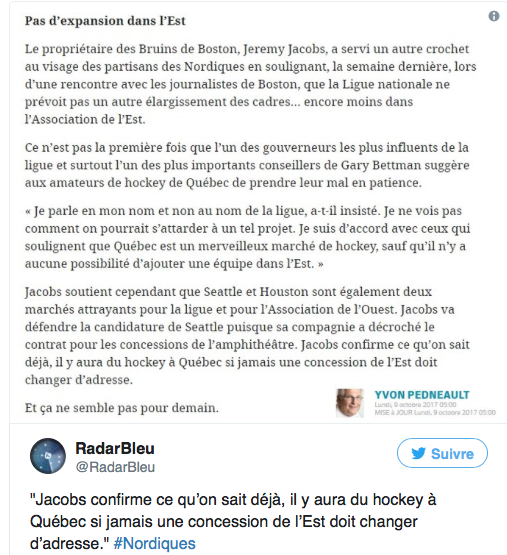 Les Nordiques ne reviendront JAMAIS...