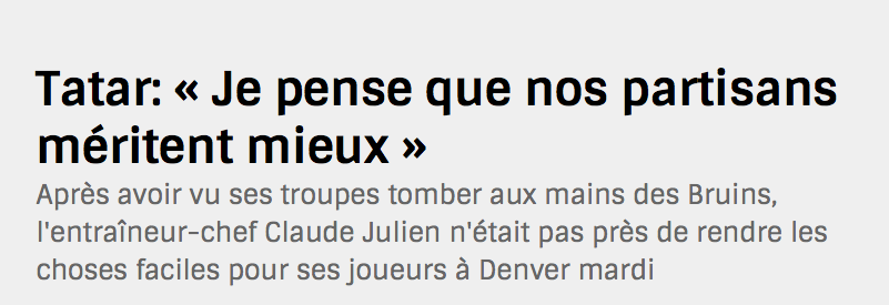 Les partisans du CH méritent surtout...un nouveau DG...