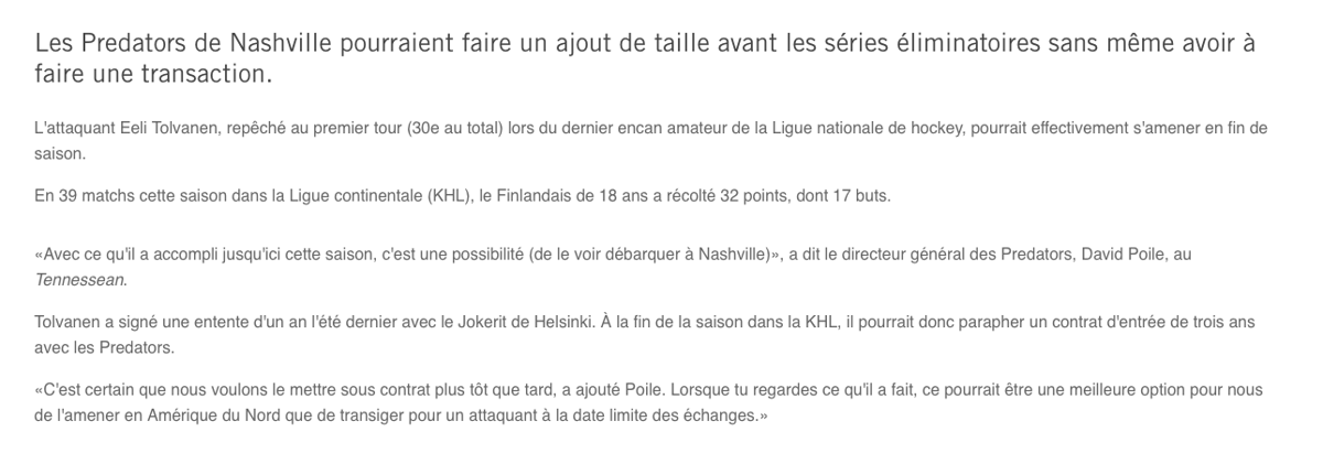 Les Predators ont le MEILLEUR DG de la LNH....