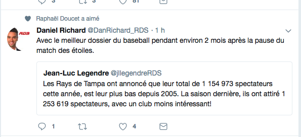 Les Rays de Tampa Bay... À deux doigts de Montréal..