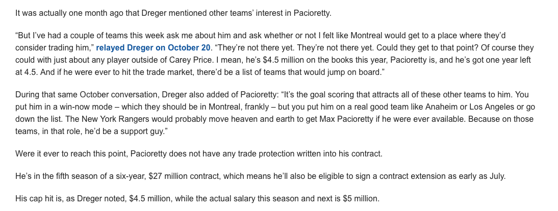 Les rumeurs sur Max Pacioretty à New York EXPLOSENT...