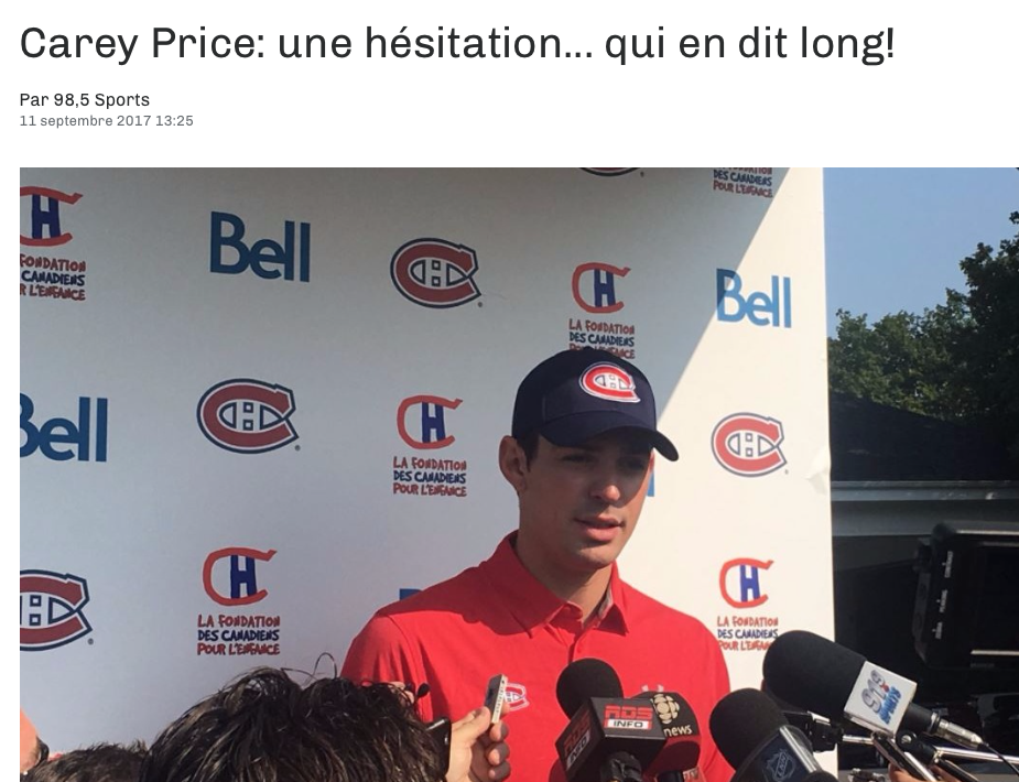 L'hésitation de Carey Price a fait tellement rire les journalistes..