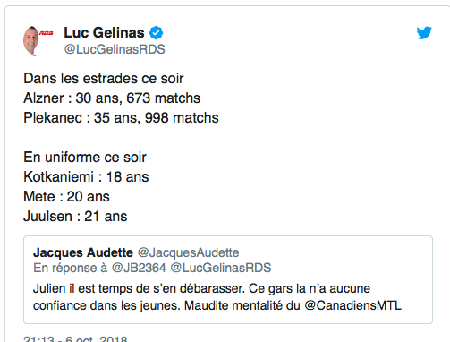 Luc Gélinas se porte à la défense de Claude Julien..