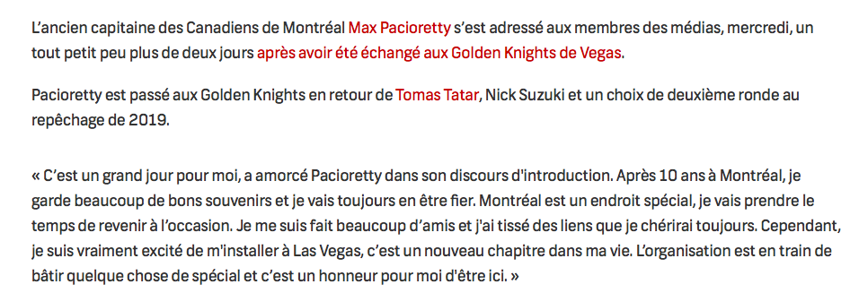 Maintenant que tout le Québec sait que Max Pacioretty est un MENTEUR, un HYPOCRITE, une PLEUREUSE, un REJET dans le vestiaire du CH..