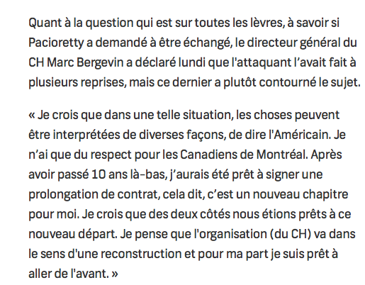 Maintenant que tout le Québec sait que Max Pacioretty est un MENTEUR, un HYPOCRITE, une PLEUREUSE, un REJET dans le vestiaire du CH..