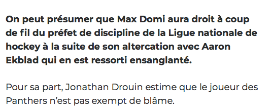 Mais comment Jonathan Drouin peut-il défendre Max Domi???????