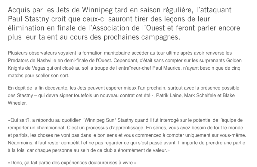 Mais Paul..On espère que toi aussi t'as appris quelque chose..pour Montréal BABY!!!!