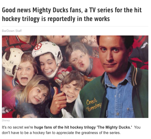 MALADE!!!! Les MIGHTY DUCKS REVIENNENT!!!!!!