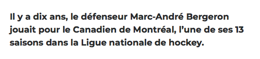 Marc-André Bergeron veut devenir le MARTIN ST-LOUIS du CH..