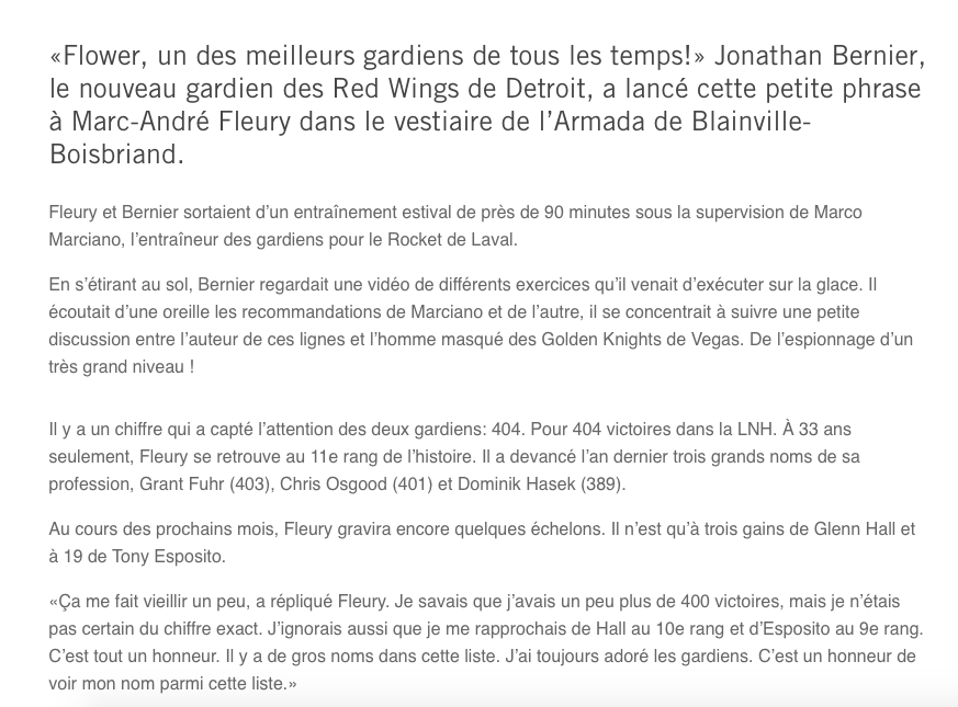 Marc-André Fleury..Le premier gardien qui va entrer...