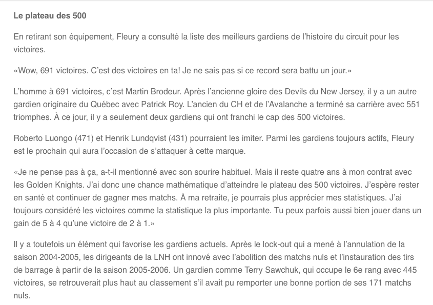 Marc-André Fleury..Le premier gardien qui va entrer...