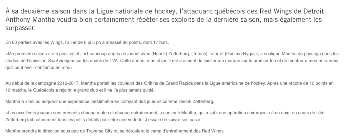 Marc Bergevin a tout tenté pour obtenir Anthony Mantha..