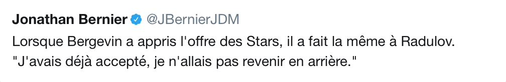 Marc Bergevin a trop niaisé et Radulov est partit...