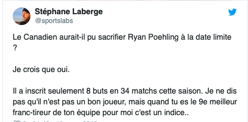 Marc Bergevin aurait dû SACRIFIER Ryan Poehling....
