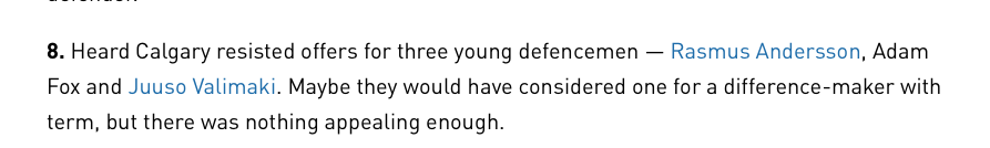 Marc Bergevin avait les jeunes défenseurs des Flames dans le VISEUR..