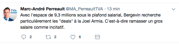 Marc Bergevin avoue..Qu'il cherche un DEAL à la Joel Armia..