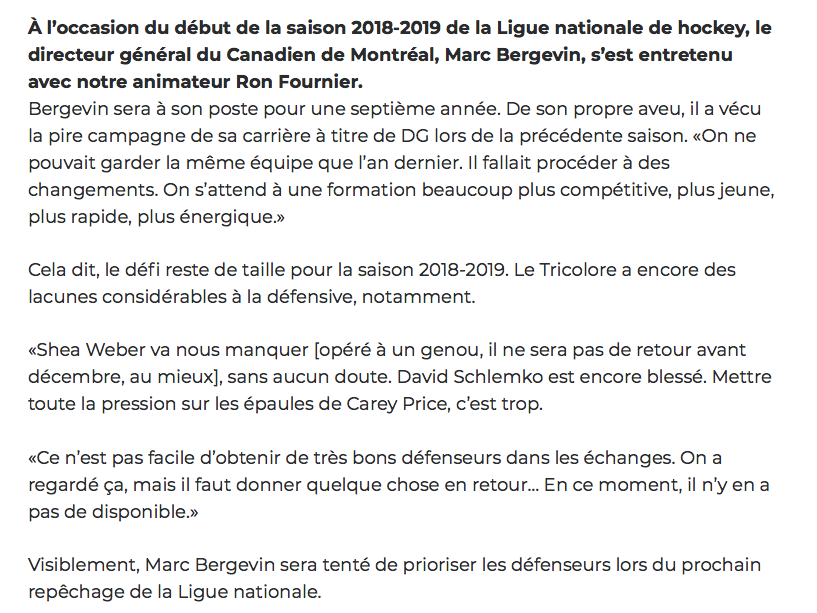 Marc Bergevin confirme...Jesperi Kotkaniemi va passer toute l'année à Montréal...