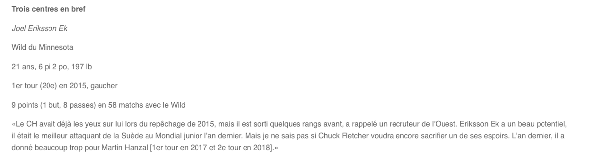 Marc Bergevin devra avoir l'un des 3 pour échanger Max Pacioretty selon Elliotte Friedman...