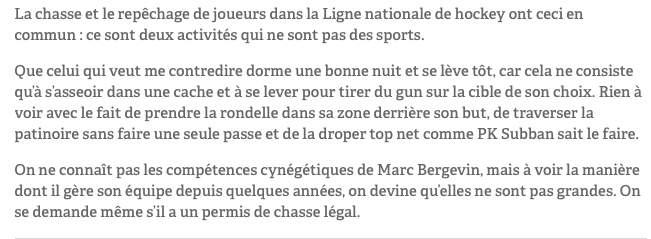 Marc Bergevin doit apprendre à CHASSER..et...