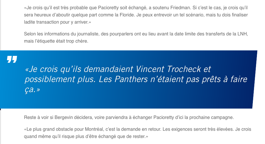 Marc Bergevin doit réviser ses demandes pour Max Pacioretty...