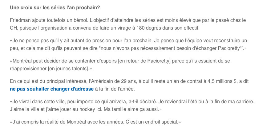 Marc Bergevin doit réviser ses demandes pour Max Pacioretty...