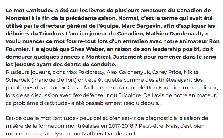 Marc Bergevin est au 7e ciel....Les anciens PLOMBIERS du CH vantent Shea Weber..