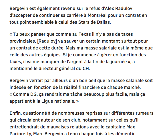 Marc Bergevin est TANNÉ des joueurs qui s'en foutent de perdre...