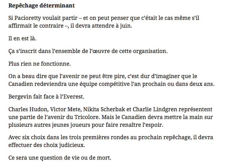 Marc Bergevin est une VRAIE HONTE..Marc de Foy est une HONTE...encore plus HONTEUSE..