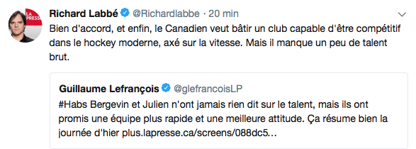 Marc Bergevin et Geoff Molson, sont 3-4 ans en retard...