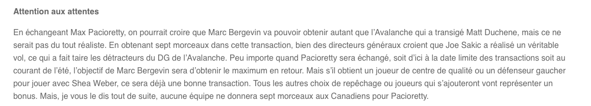 Marc Bergevin le PIRE DG de la ligue...Joe Sakic le DG de l'ANNÉE?