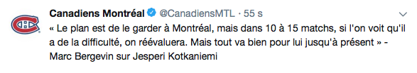 Marc Bergevin ne ferme pas la porte, à renvoyer Kotkaniemi...