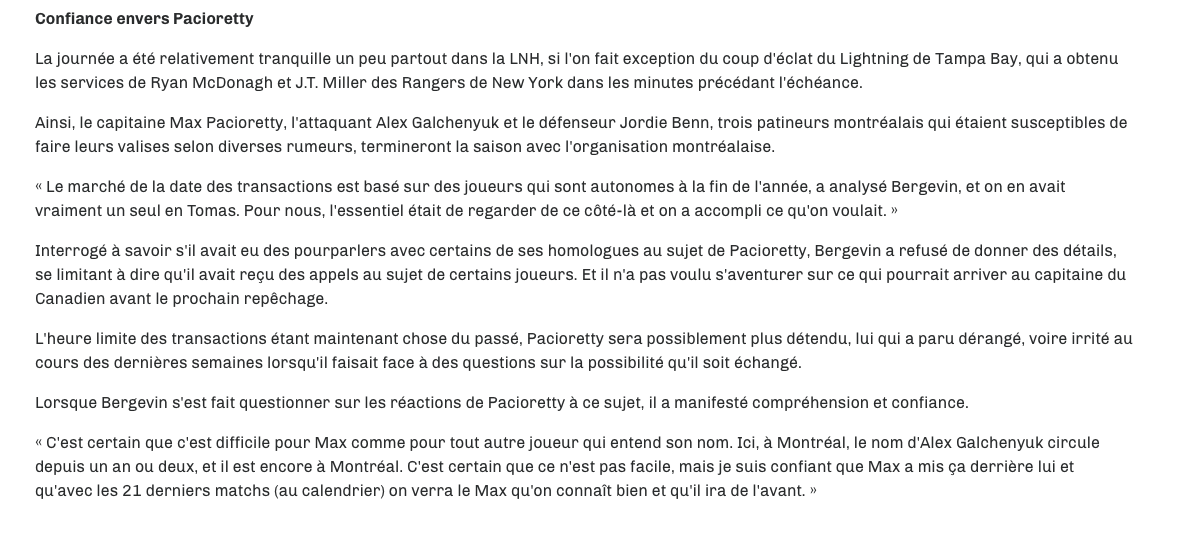 Marc Bergevin nous BULLSHITE encore sur le fait qu'il veut construire son équipe par le repêchage..