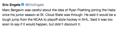 Marc Bergevin nous dit d'oublier Ryan Poehling à Montréal cette année ?