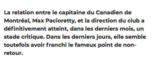 Marc Bergevin pensait que le VENT avait tourné..